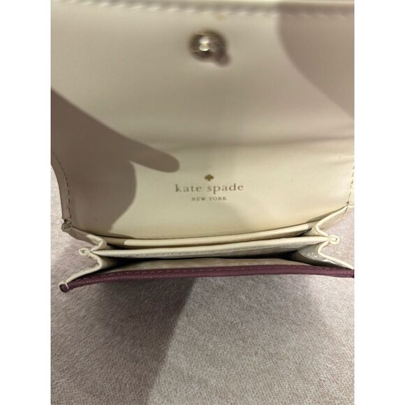 Kate Spade Mikas Pond Christine Leather Wallet Plumberry Pink Small Compact - Picture 5 of 6